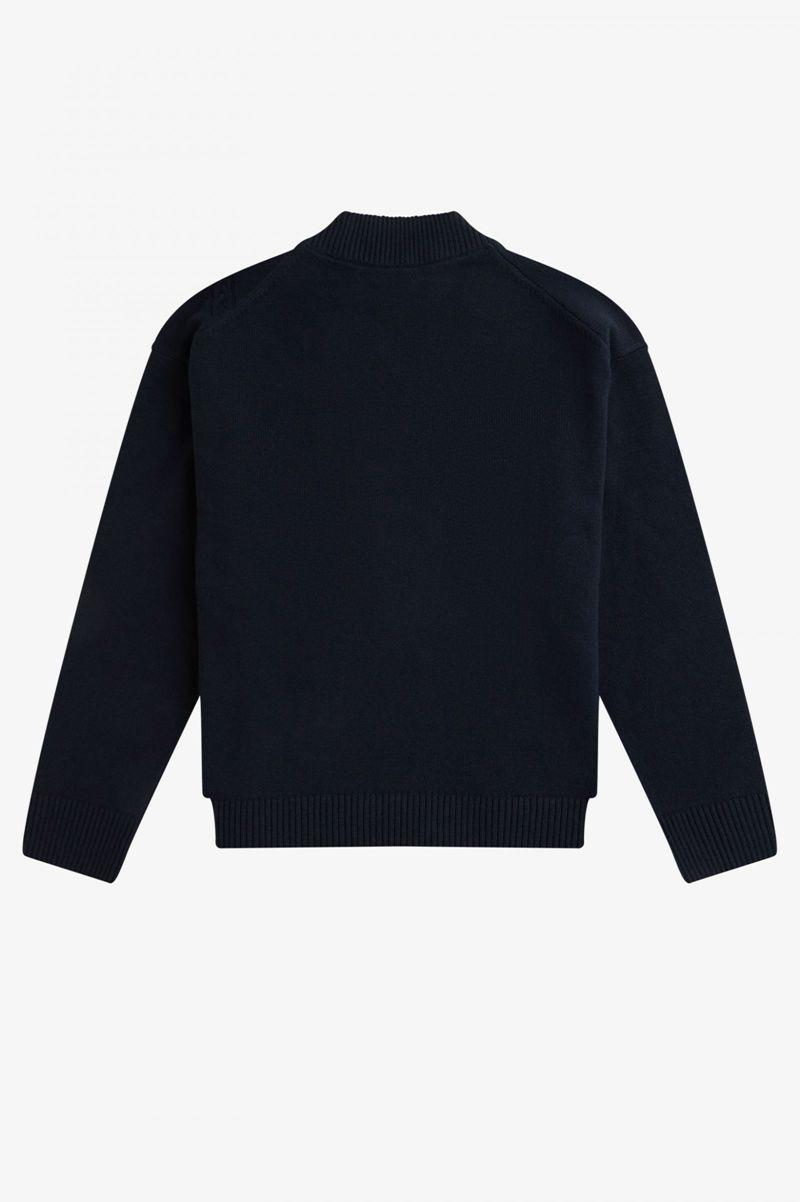 Fred Perry Split Hem Cable Knit Jumper Women Knitwear Navy | 5026EMOSH