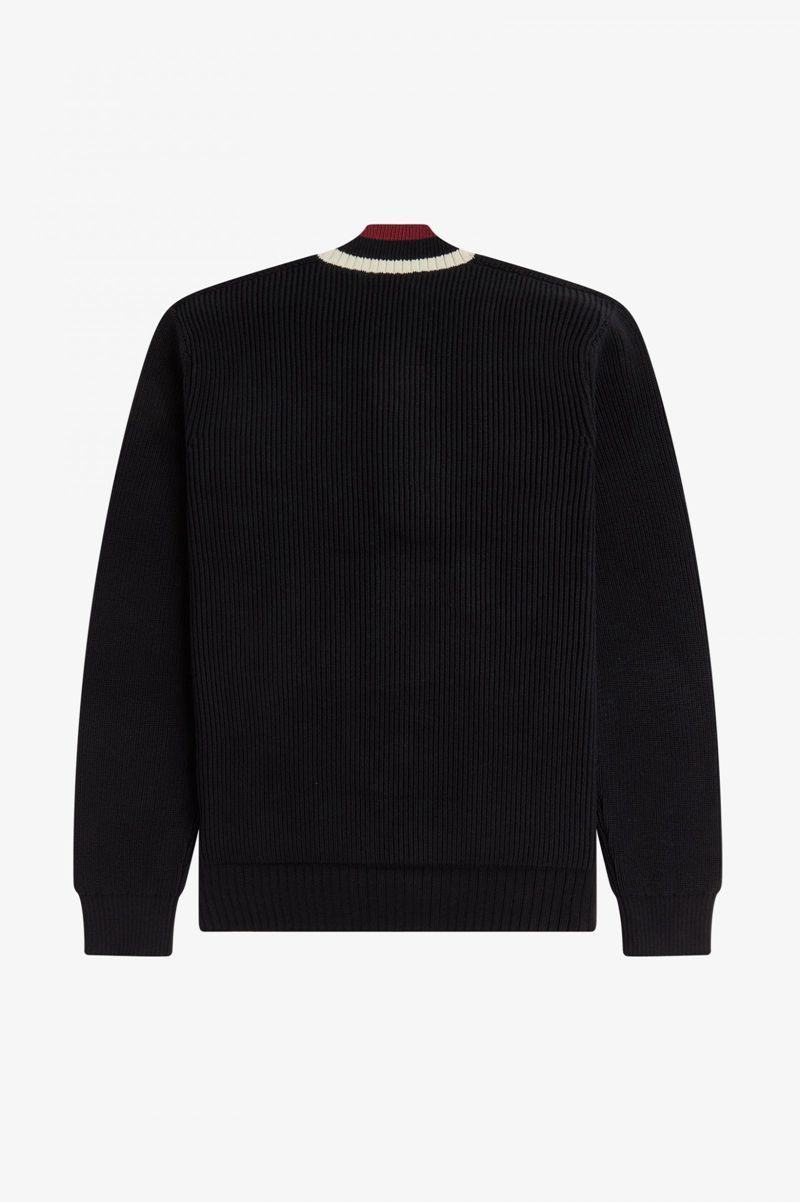 Fred Perry Striped V-Neck Jumper Men Knitwear Black | 9568WOZHJ