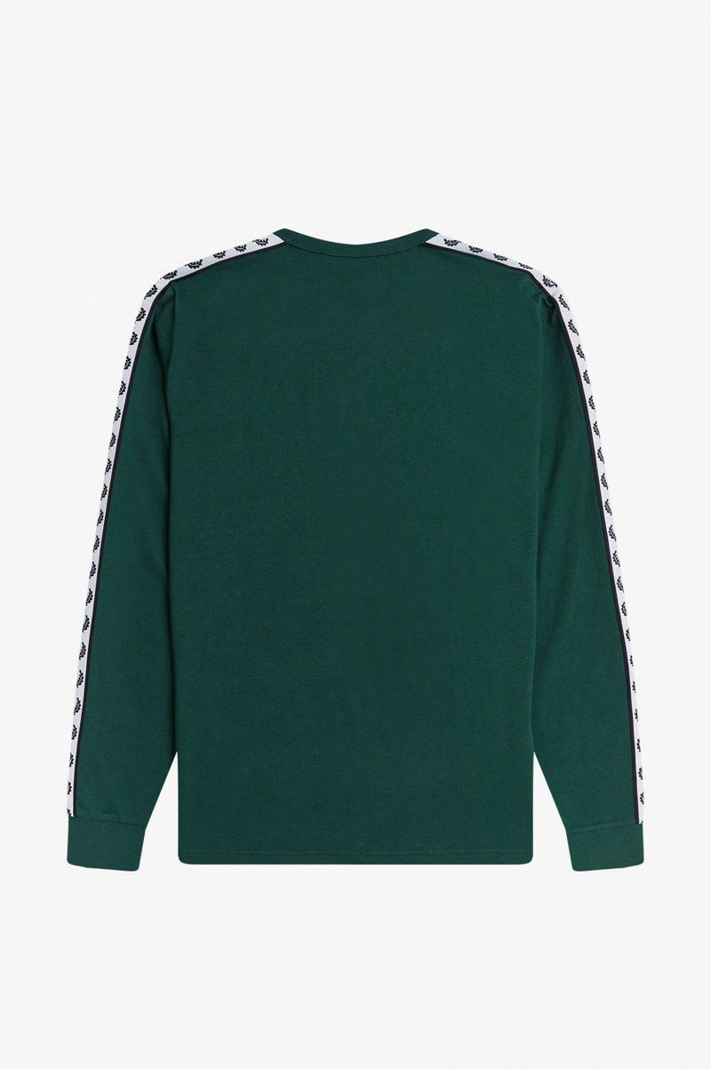 Fred Perry Taped Long Sleeve Men T Shirts Dark Green | 4726COWMF