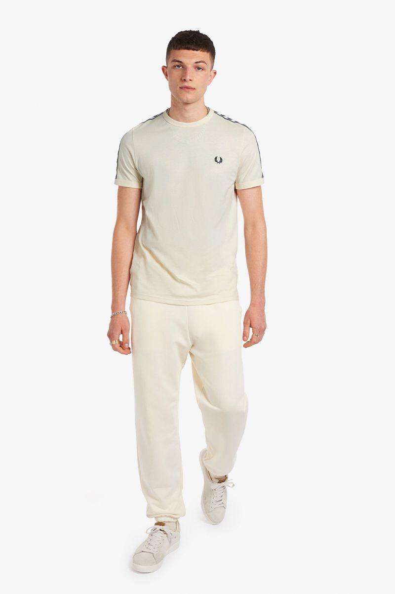 Fred Perry Taped Ringer Men T Shirts White | 2513IBHRV