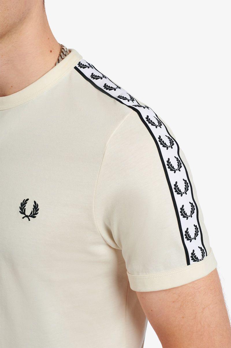 Fred Perry Taped Ringer Men T Shirts White | 2513IBHRV