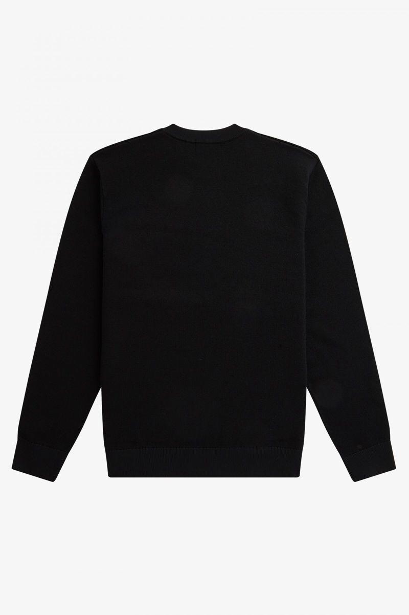 Fred Perry Textured Merino Jumper Men Knitwear Black | 3097GOFTQ