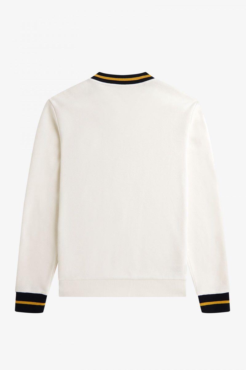 Fred Perry Tipped Piqué Textured Jumper Men Knitwear White | 6235UADQF