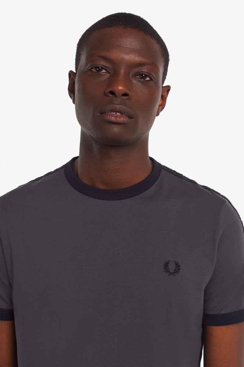 Fred Perry Tonal Tape Ringer Men T Shirts Black | 1382PTICM