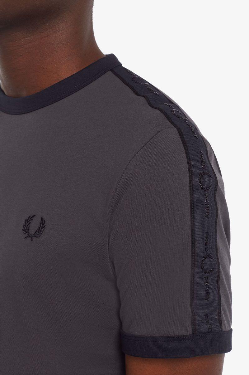 Fred Perry Tonal Tape Ringer Men T Shirts Black | 1382PTICM