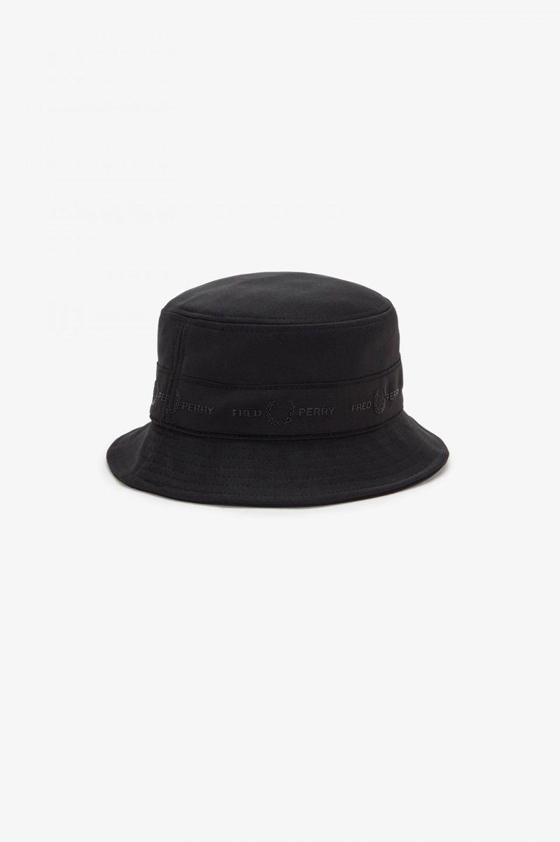 Fred Perry Tonal Tape Tricot Bucket Men Hats Black | 7490CDUSI