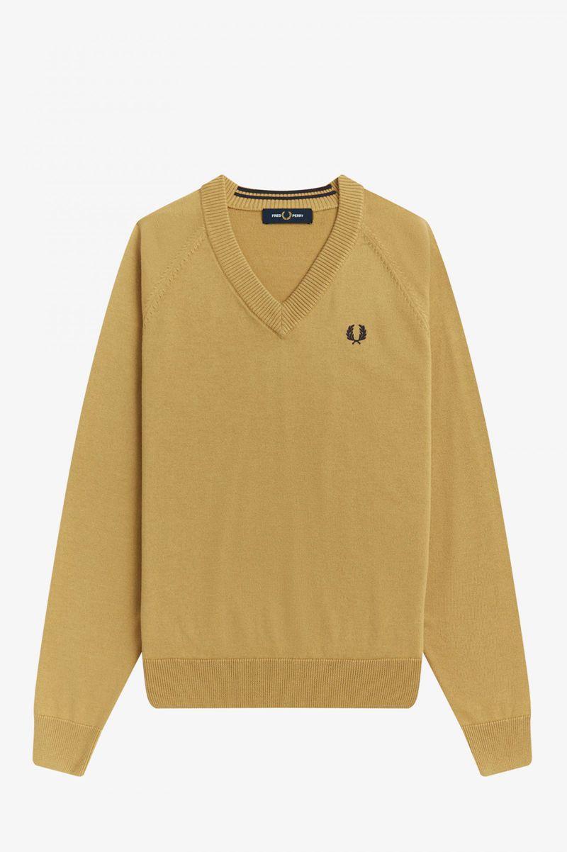 Fred Perry V-Neck Jumper Women Knitwear Grey | 8241UKEPY