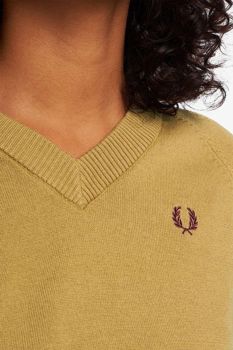 Fred Perry V-Neck Jumper Women Knitwear Grey | 8241UKEPY