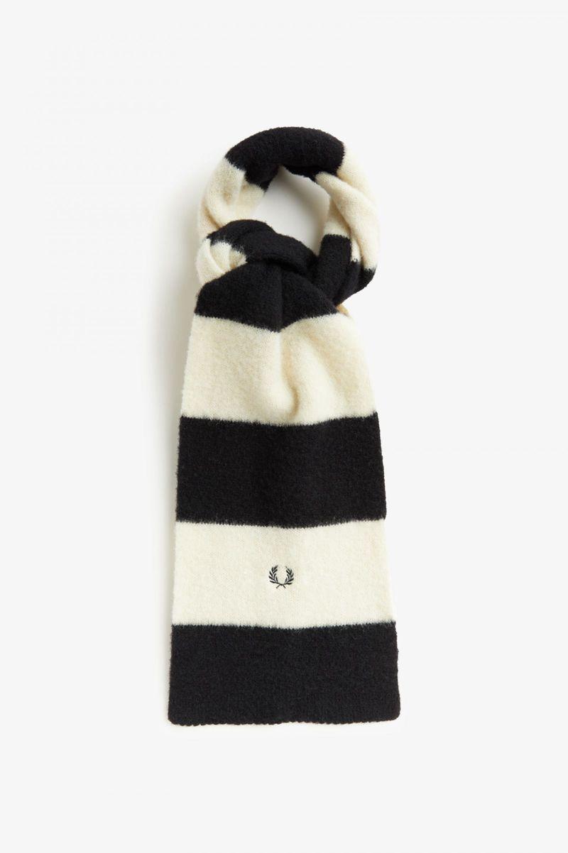 Fred Perry Wool Striped Men Scarves White | 3089APRIY